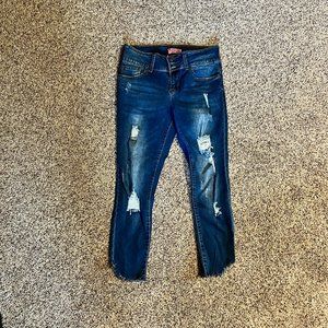 Women Wax Jeans Butt, I Love You High Rise Distressed Skinny Stretch Jeans Sz 11